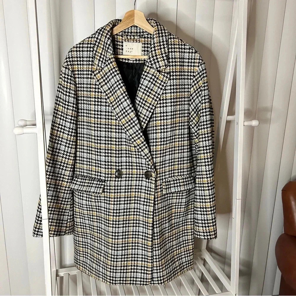 a new day Plaid Blazer - Black, White, Tan
